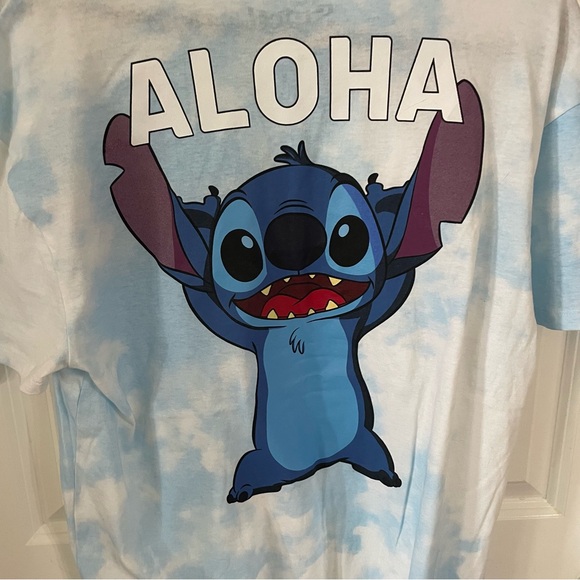 Disney Stitch Blue and White Aloha Teen Tee - Picture 2 of 8